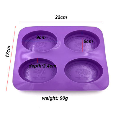 Stampo per sapone in silicone riutilizzabile a 4 cavità Forma ovale durevole Colore viola