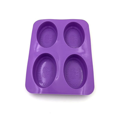 Stampo per sapone in silicone riutilizzabile a 4 cavità Forma ovale durevole Colore viola