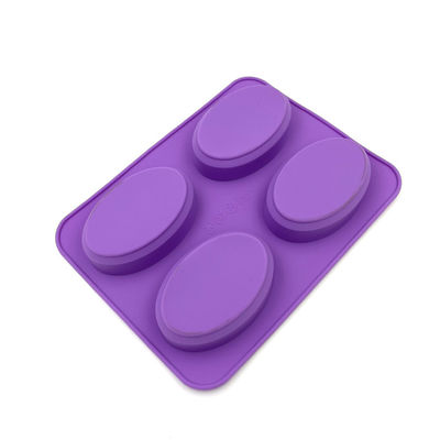 Stampo per sapone in silicone riutilizzabile a 4 cavità Forma ovale durevole Colore viola