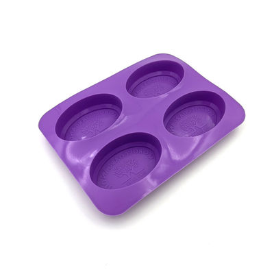 Stampo per sapone in silicone riutilizzabile a 4 cavità Forma ovale durevole Colore viola