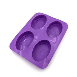 Stampo per sapone in silicone riutilizzabile a 4 cavità Forma ovale durevole Colore viola