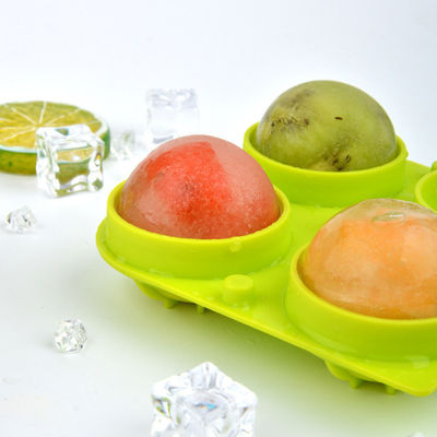Vassoio per cubetti di ghiaccio sferico a sfera da cocktail durevole 4 cavità Colore grigio verde