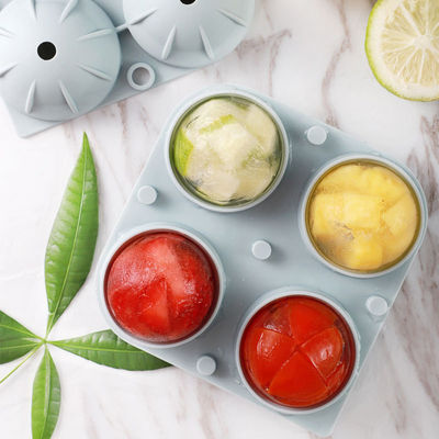 Vassoio per cubetti di ghiaccio sferico a sfera da cocktail durevole 4 cavità Colore grigio verde