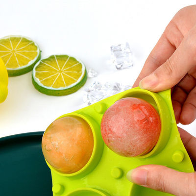 Vassoio per cubetti di ghiaccio sferico a sfera da cocktail durevole 4 cavità Colore grigio verde